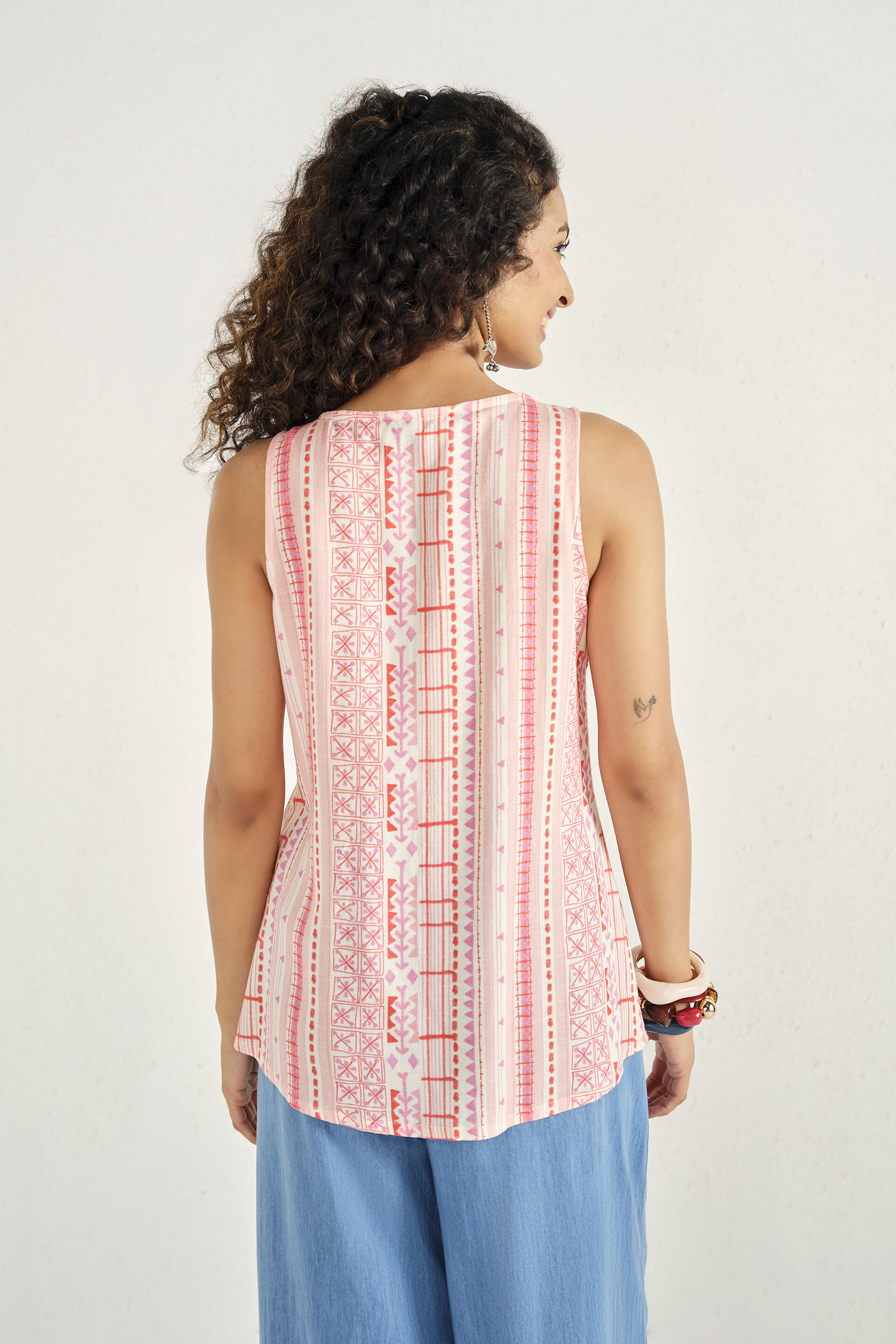 A-Line Pleated Top in Pink, Pink, image 5